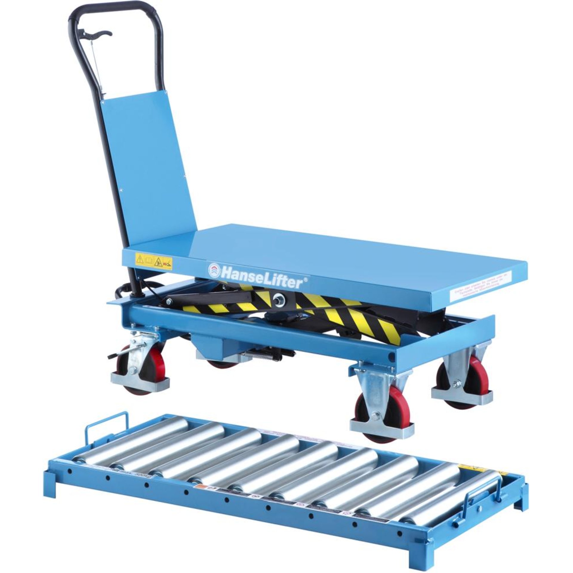 Hubtischwagen m. Rollenb.Tischmaß: 1025x535 500 kg Tragfähigkeit