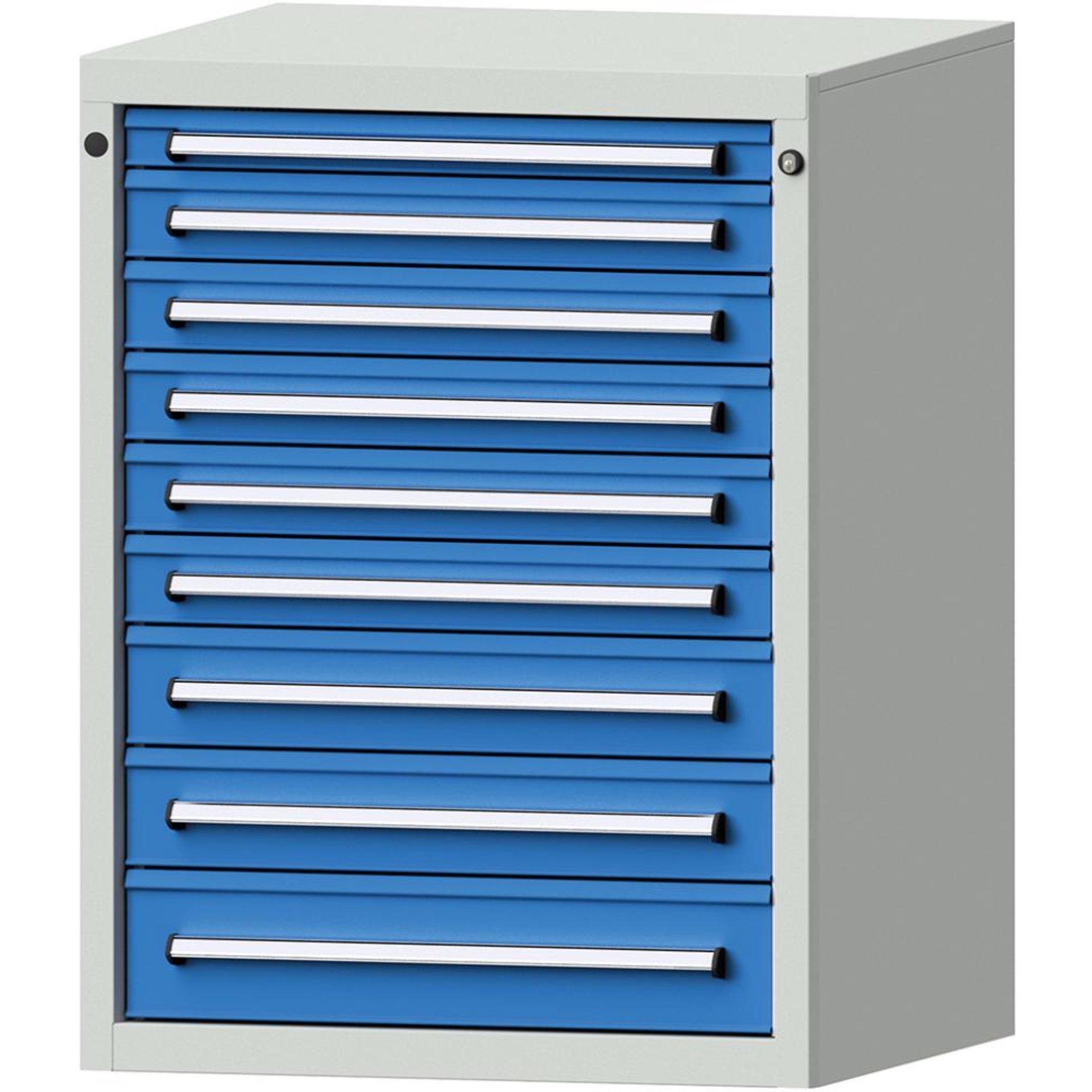 Format Schubladenschrank B760xT700xH1000mm RAL7035/5012 9 Schubladen 75kg