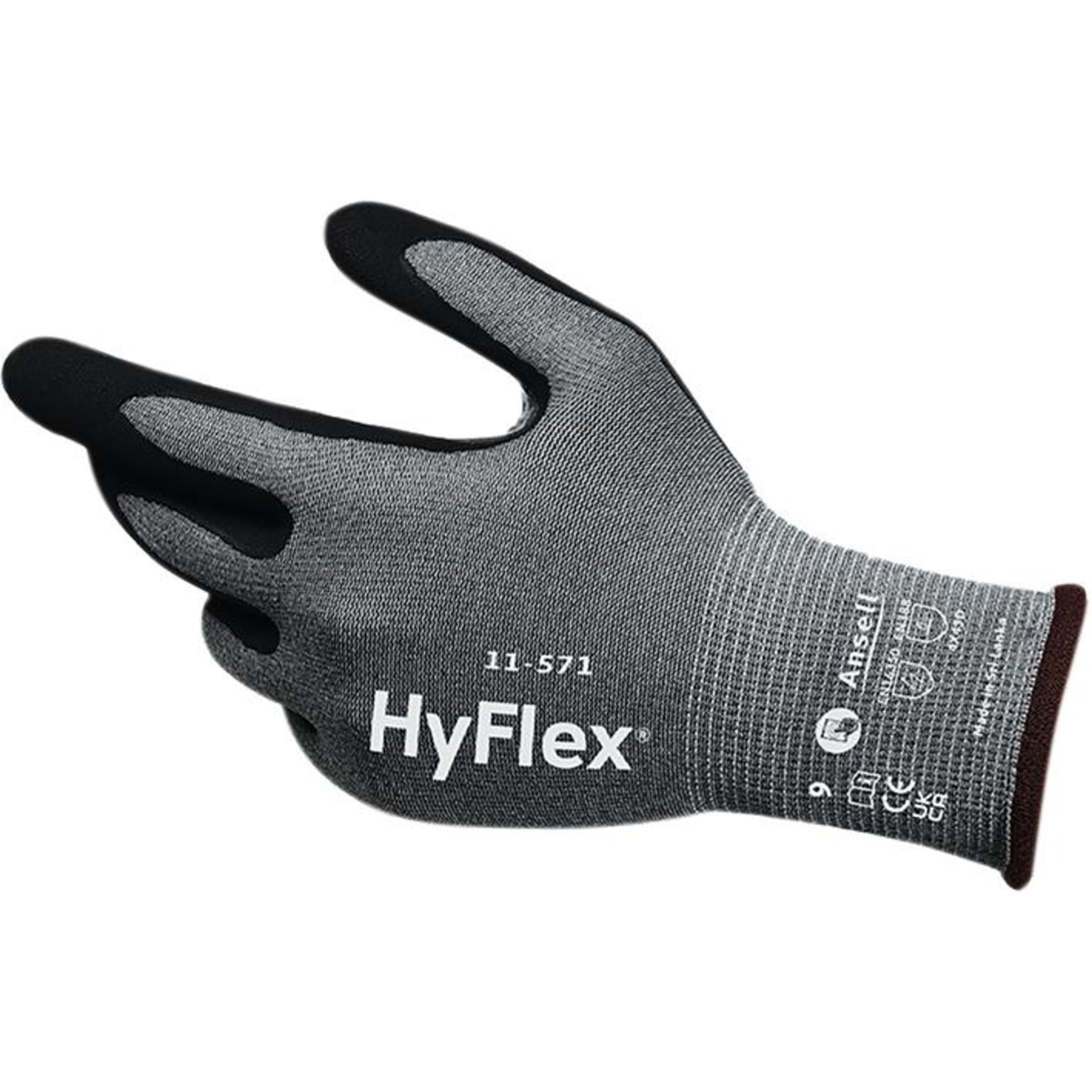 Industriehandschuh HyFlex11-571, schwarz/grau Gr. 7 Ansell