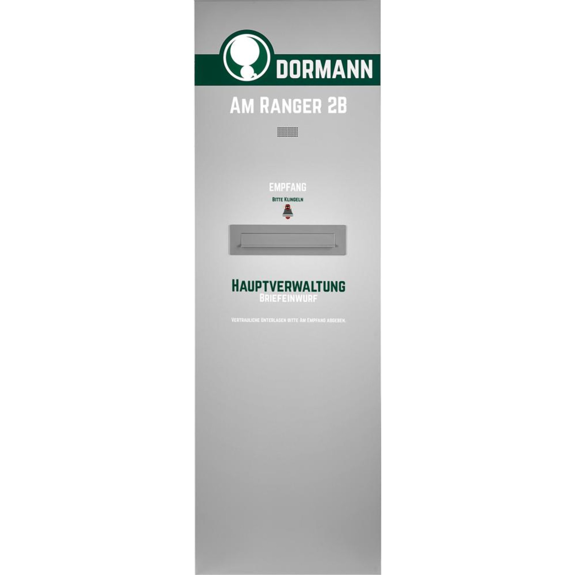 Briefkastenstele Madrid integrieter Briefkasten B730xT167XH2000 mm Aluminiumrahmen elox.