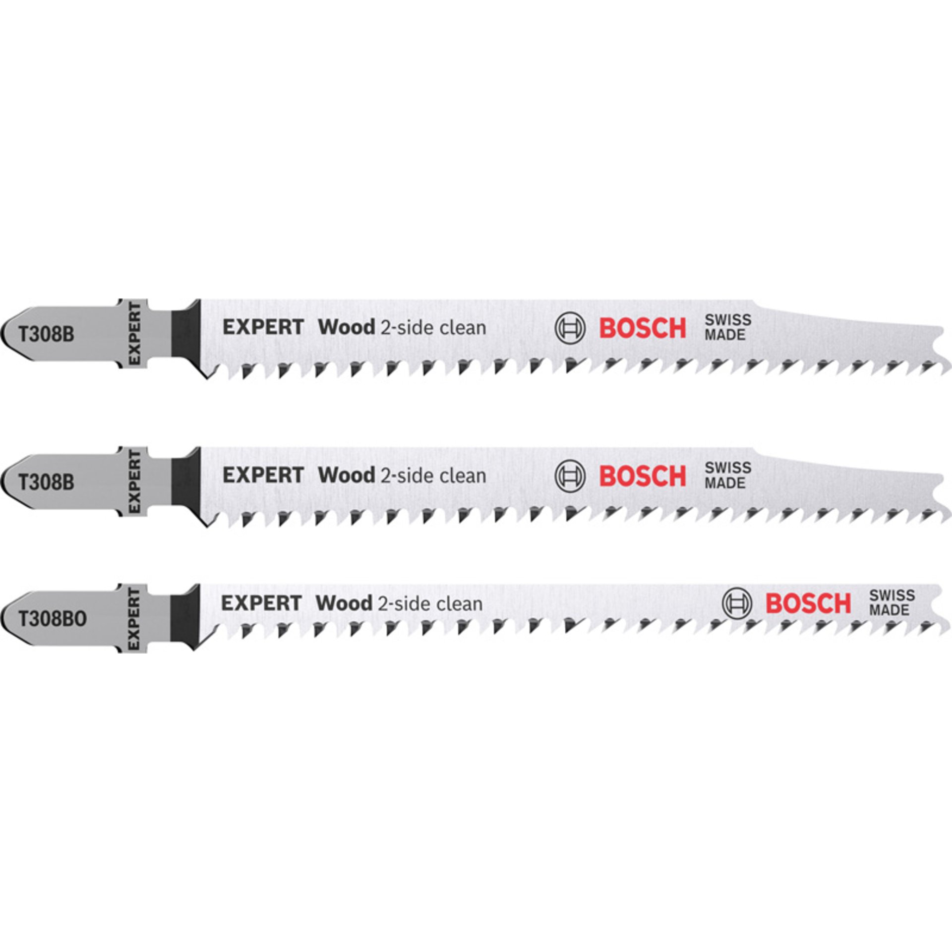 EXPERT ‘Wood 2-side clean‘ Stichsägeblatt-Set, 3-tlg., T308B/BO