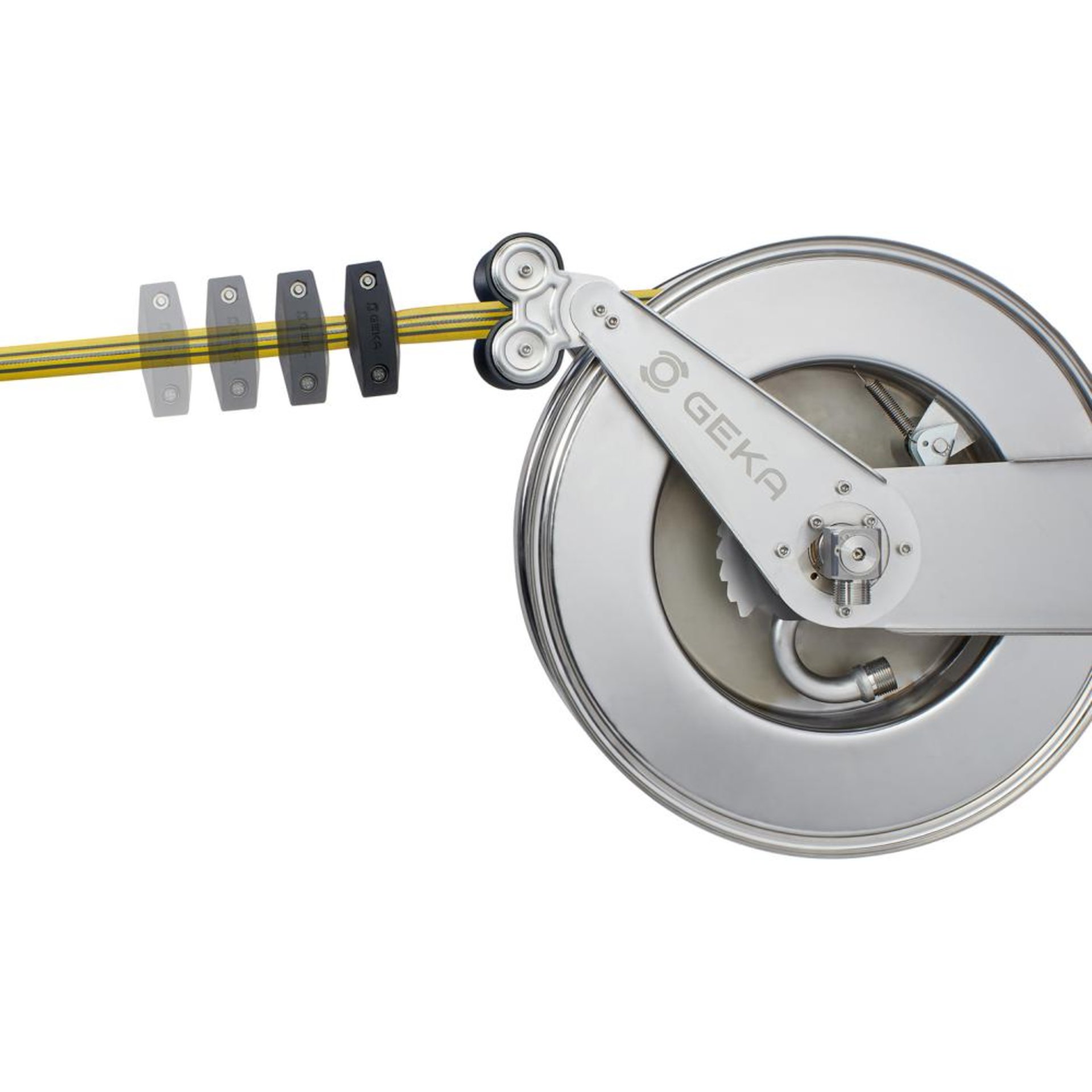 GEKA plus automatischer Schlauchaufroller EA15SK,Edelstahl, inkl. 12,5m PVC-Schlauch 3/4" & Arm.