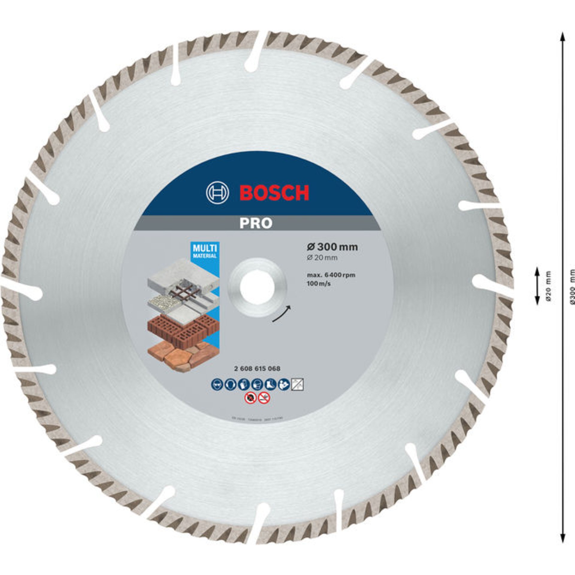 PRO Multi Material Diamanttrennscheibe, 300 x 20 mm