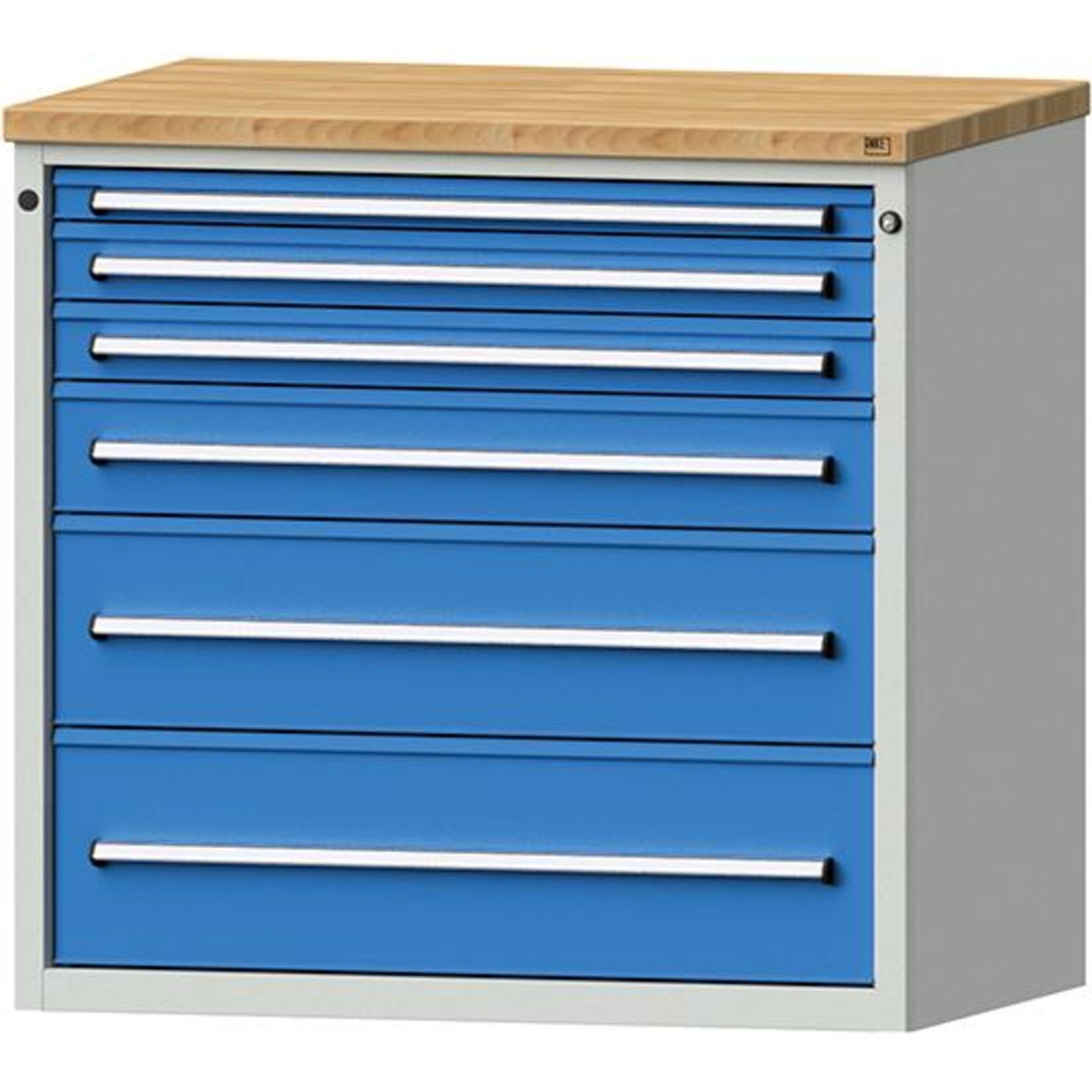 Anke Schubadenschrank B1060xT700xH1020mm RAL 7035/5012 6 Schubladen