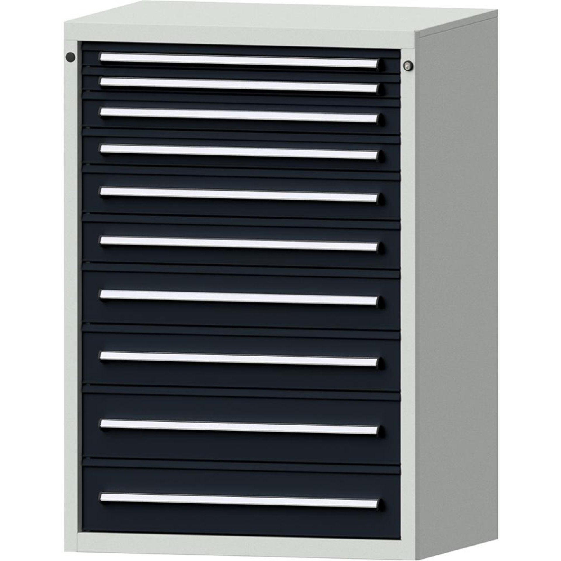 Format Schubladenschrank B910xT700xH1300mm RAL7035/7016 10 Schubladen 75kg