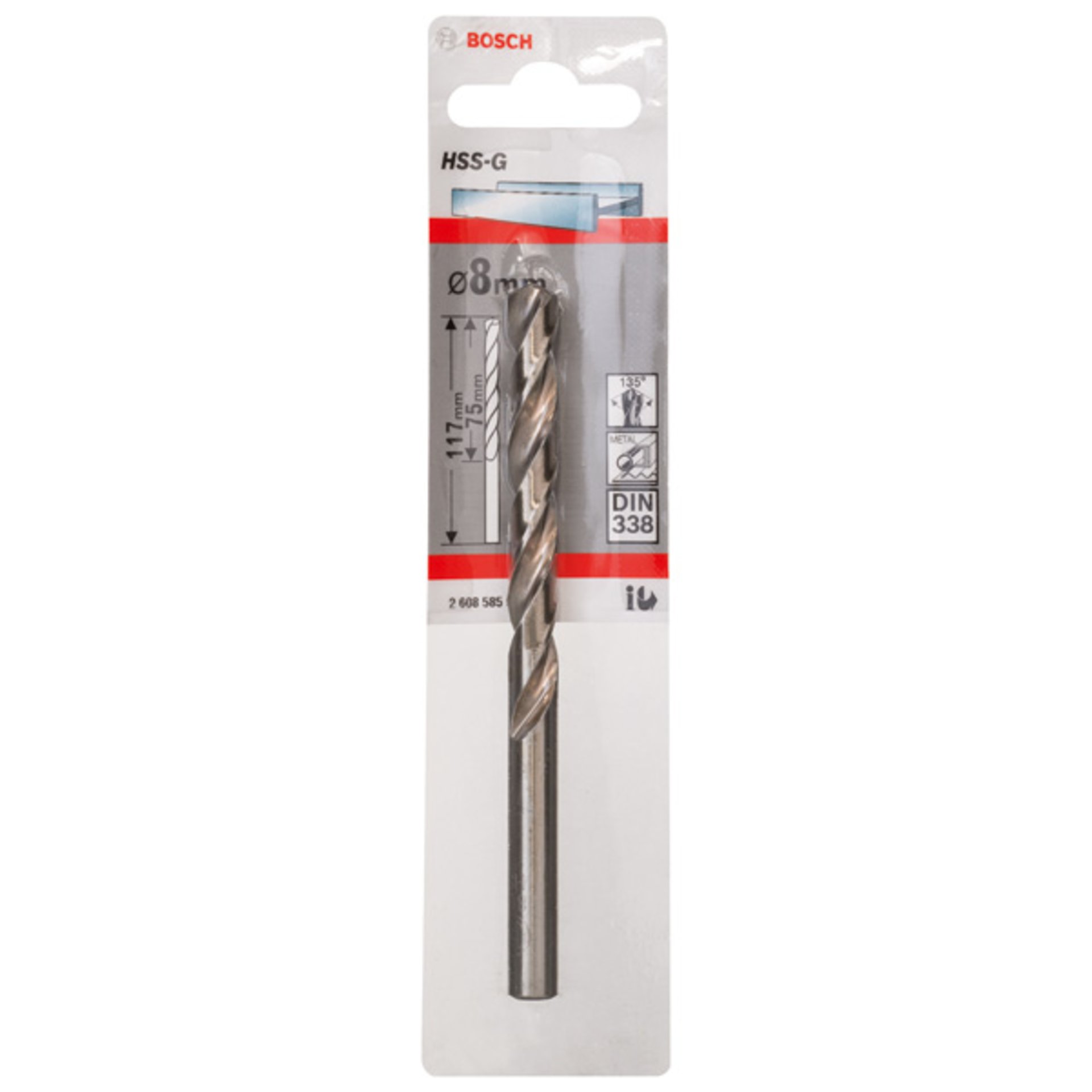 Metallbohrer HSS-G, DIN 338, 8 x 75 x 117 mm, 1er-Pack