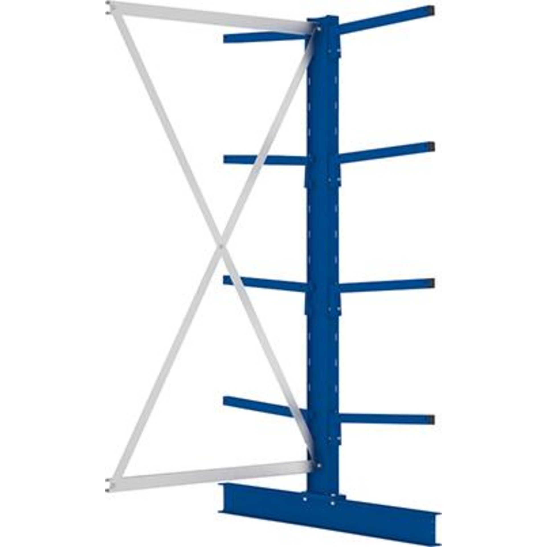 Kragarmregal L Anbaufeld B1000xT2x500xH2000 mm doppelseitig RAL 5010 2x4 Arme Traglast 175kg