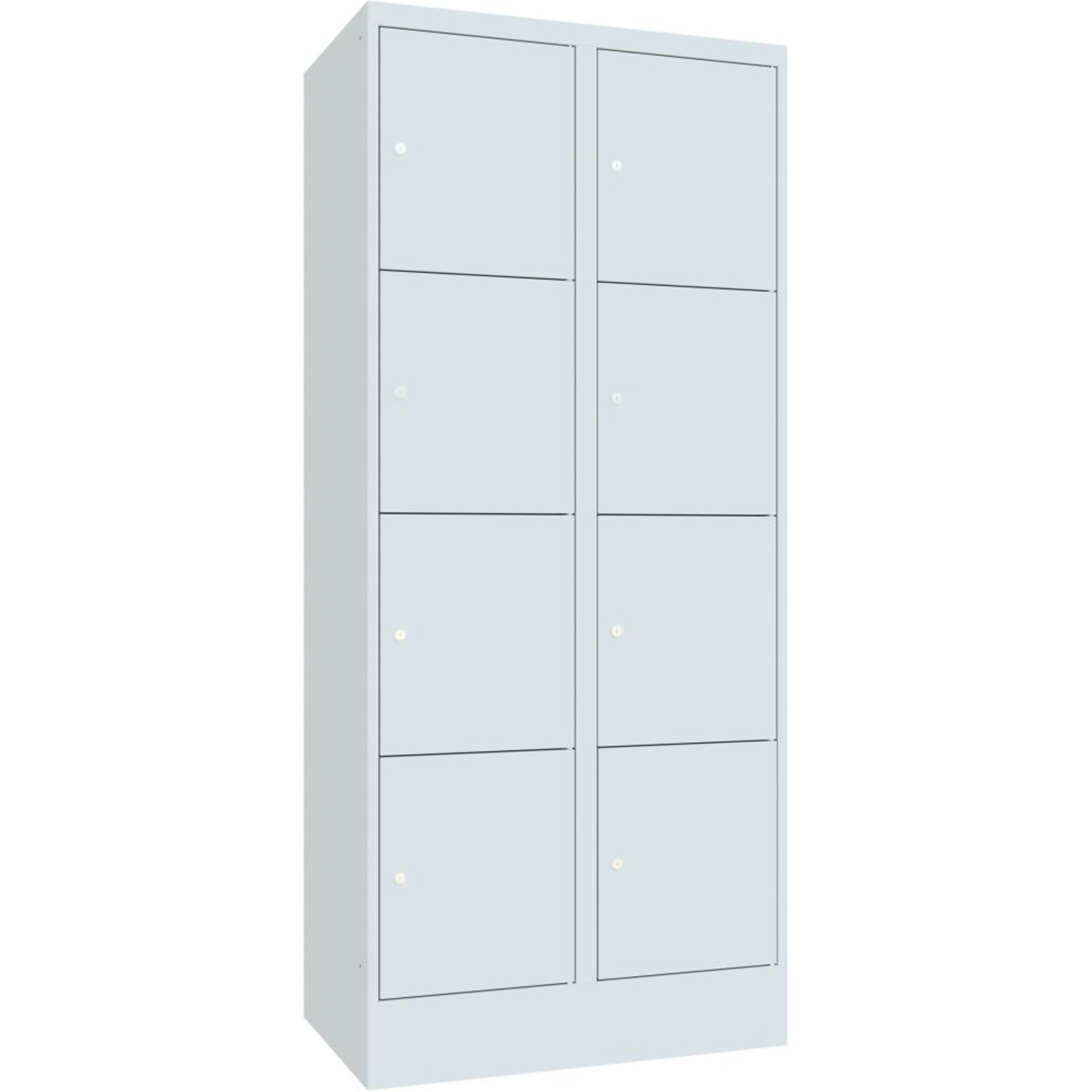 Schließfachsch. 4 Fächer 2 Reihen, 400mm auf Sockel RAL 7035 B800xT500xH1850mm
