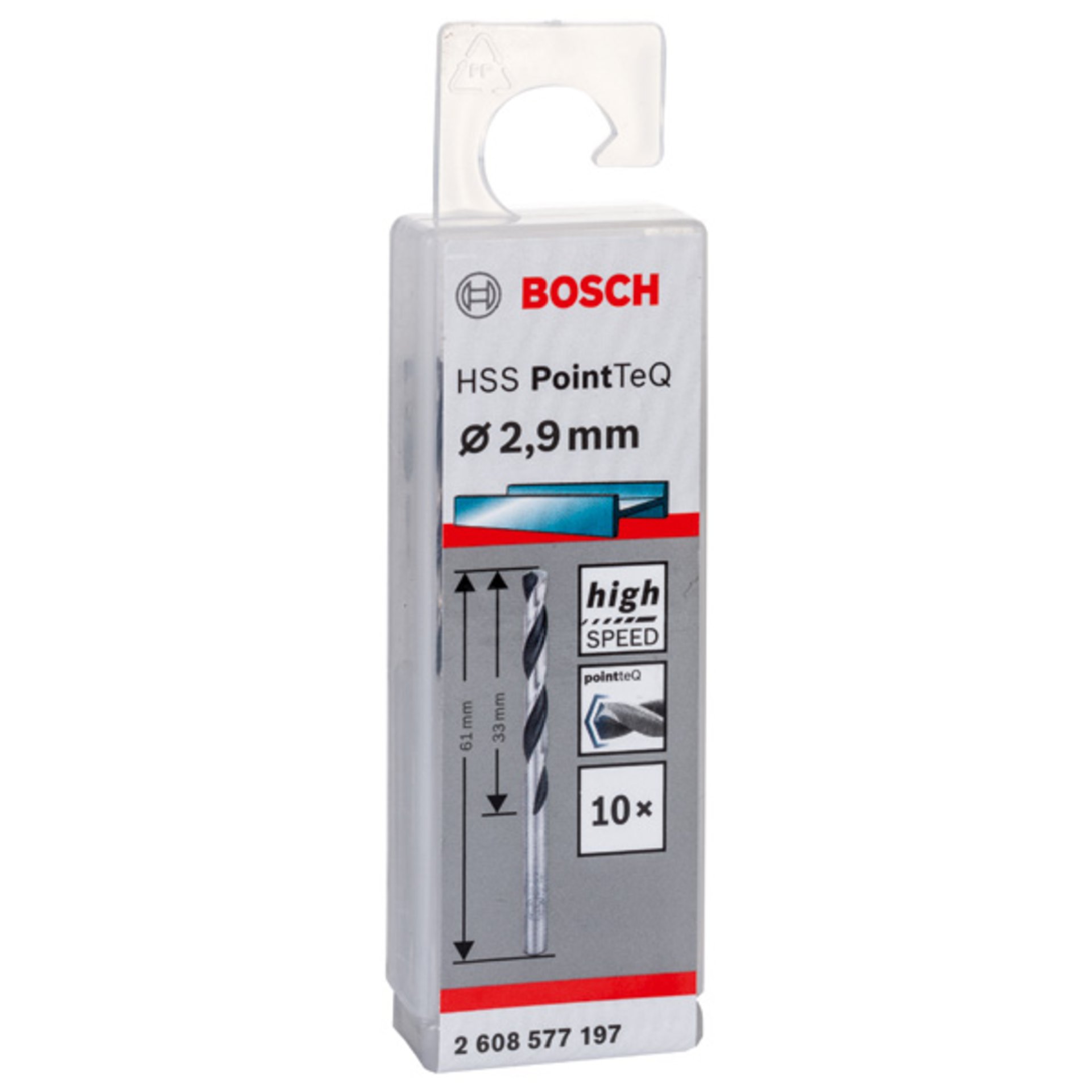 Metallspiralbohrer HSS PointTeQ, DIN 338, 2,9 mm, 10er-Pack