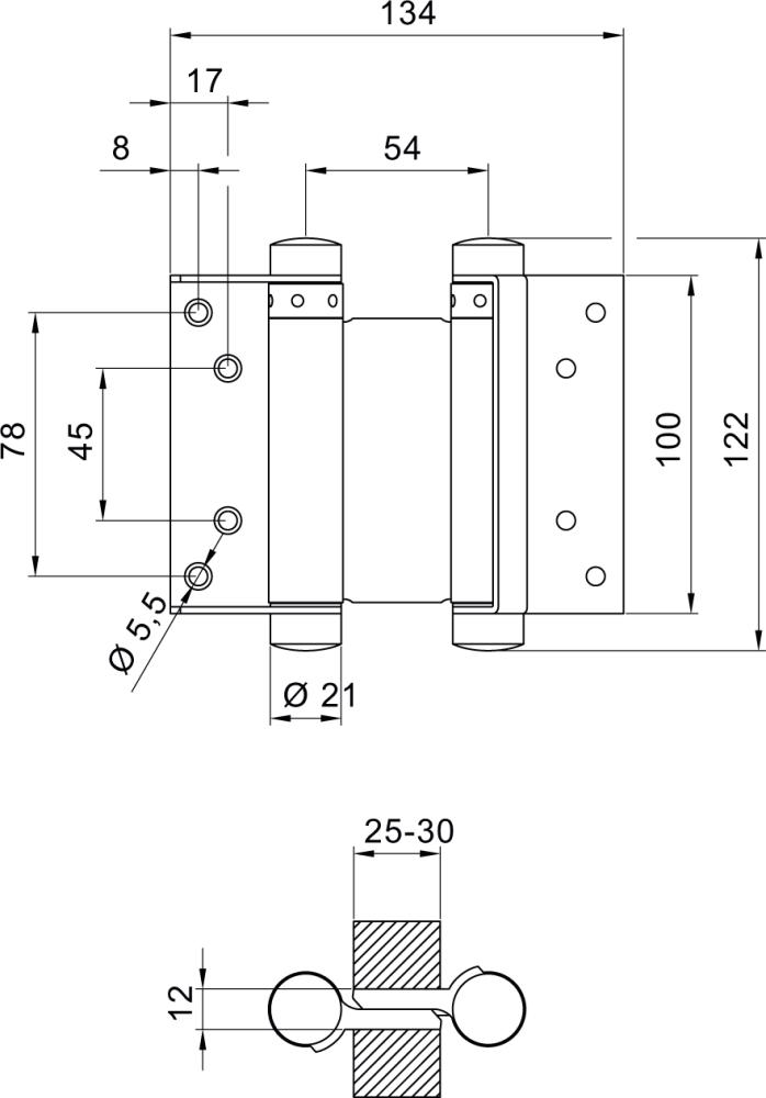 DENI Tür-Pendeltürband 3982, Gr. 30, 100mm, vernickelt