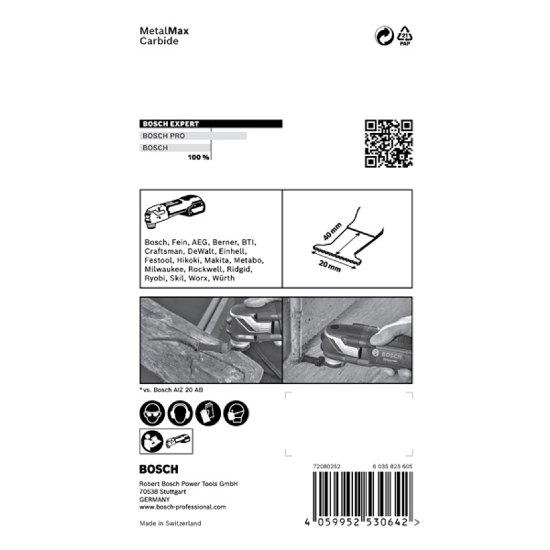 EXPERT MetalMax AIZ 20 AIT Blatt für Multifunktionswerkzeuge, 40 x 20 mm