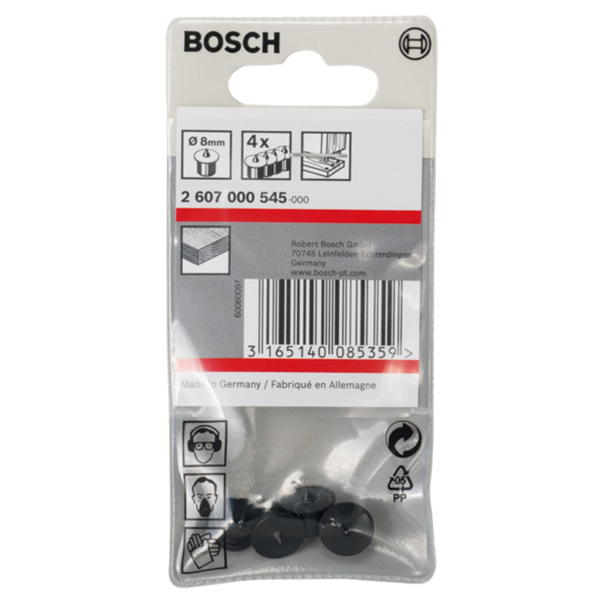 4-tlg. Dübelzentrierstift-Set, 8 mm