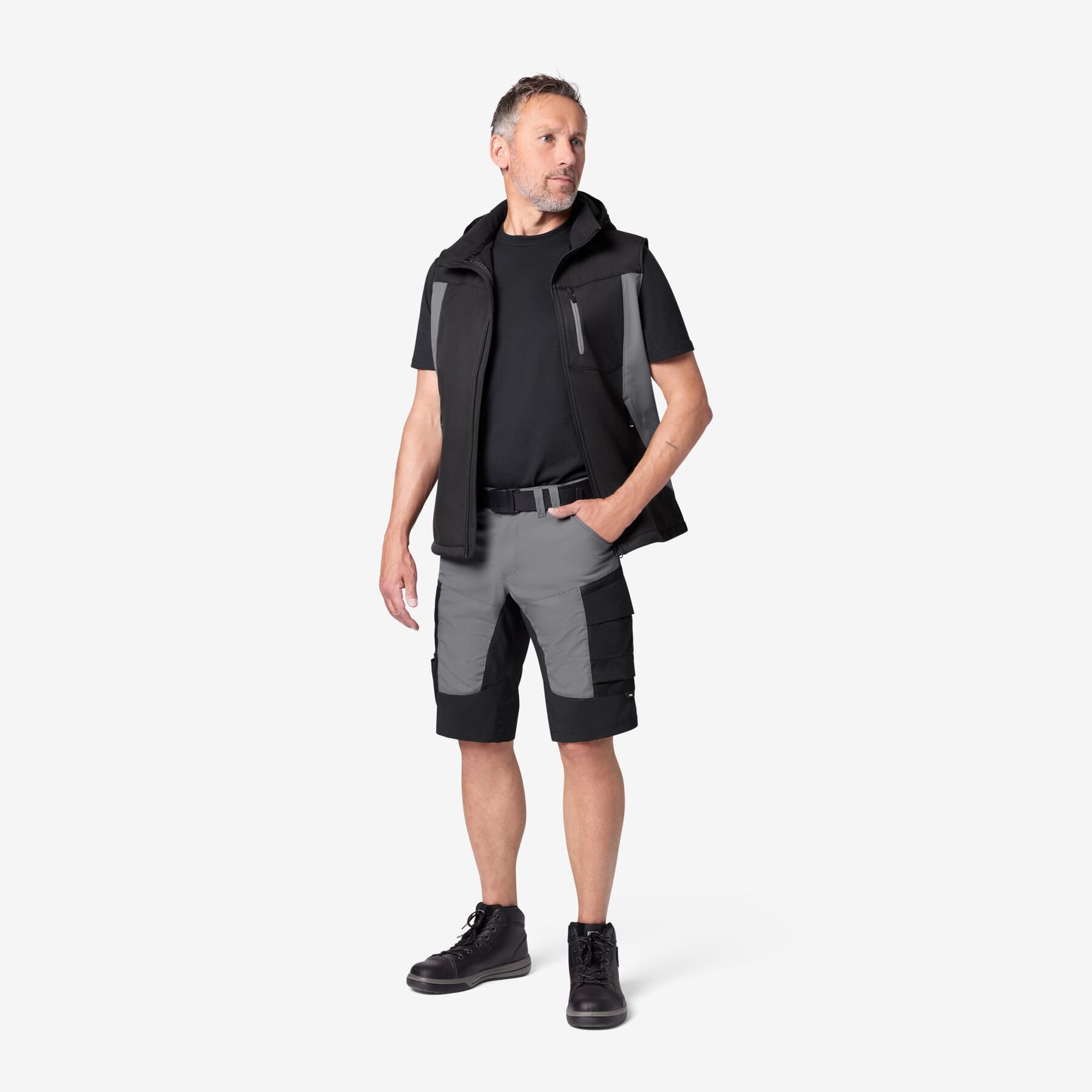KIM Bermuda elastisch grau-schwarz 52