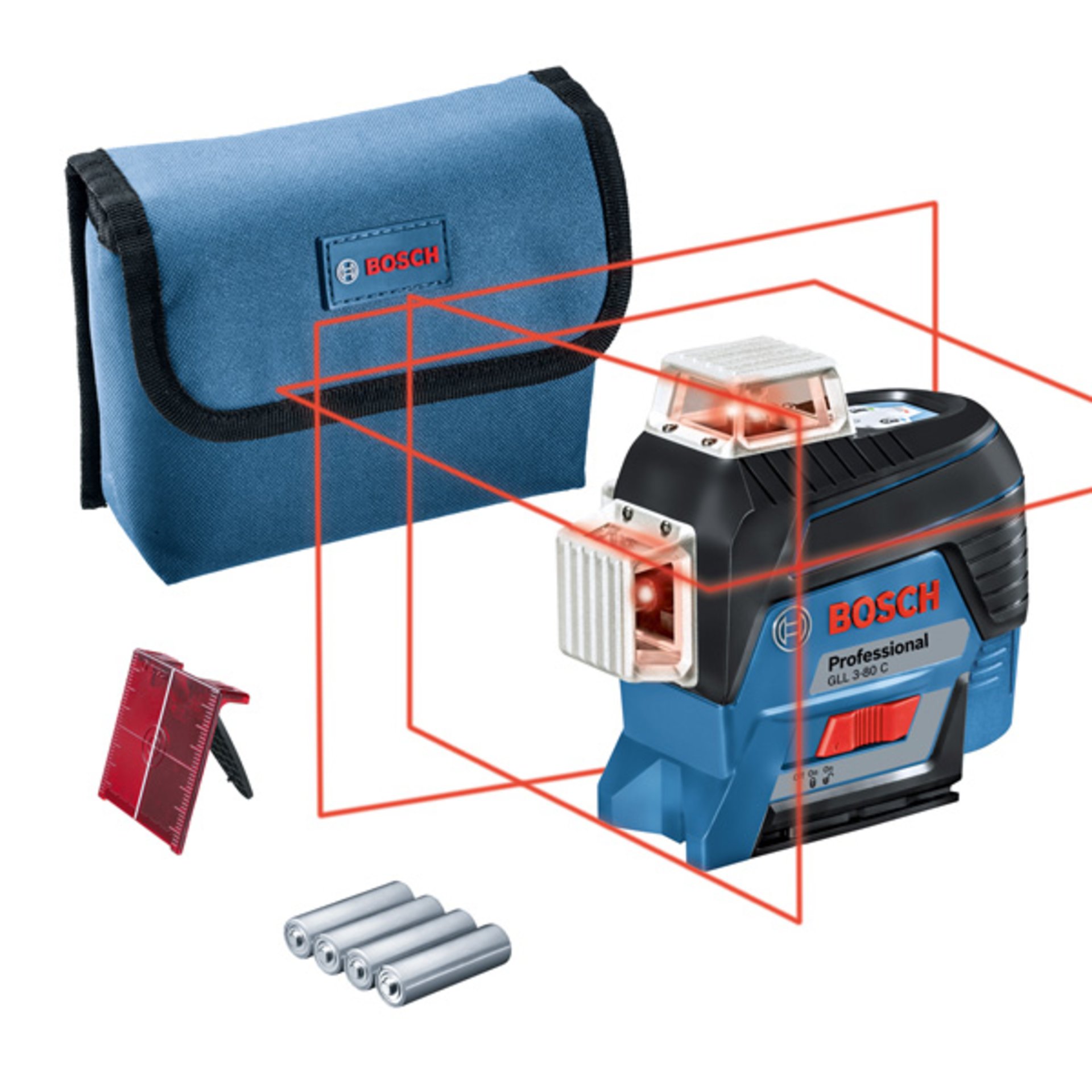 Linienlaser GLL 3-80 C, 4 x 1,5 V-LR6-Batterie (AA)