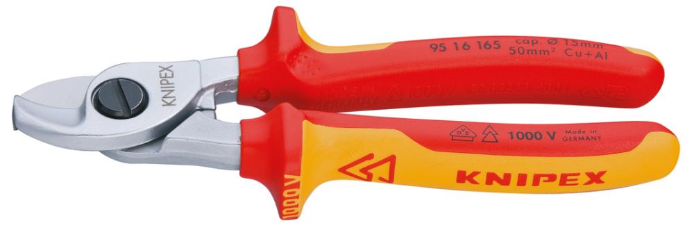 Knipex Kabelschere VDE mit Mehrkomponenten-Griffen 165mm Knipex Kabelschere VDE mit Mehrkomponenten-Griffen 165mm