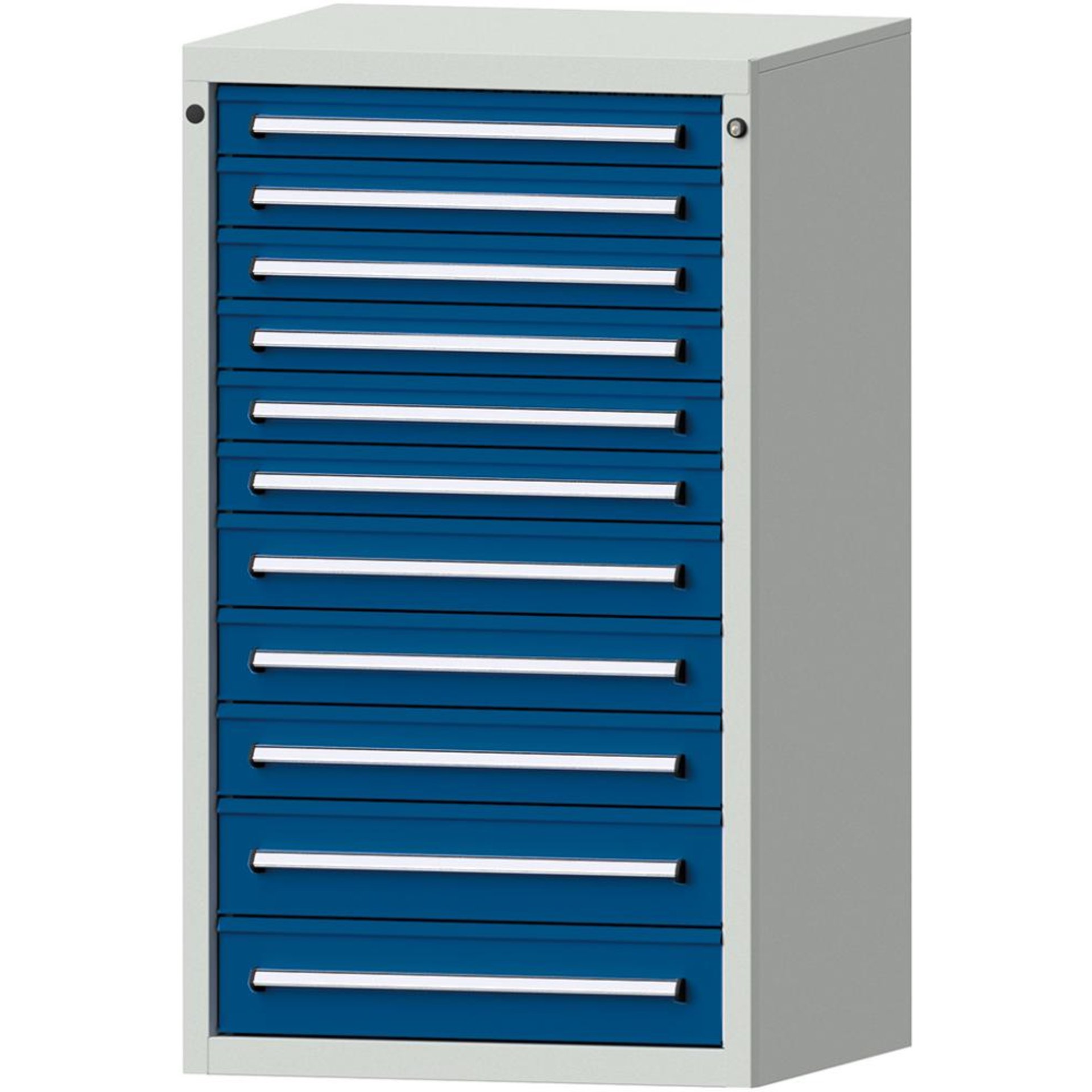 Format Schubladenschrank B760xT700xH1300mm RAL7035/5010 11 Schubladen 75kg