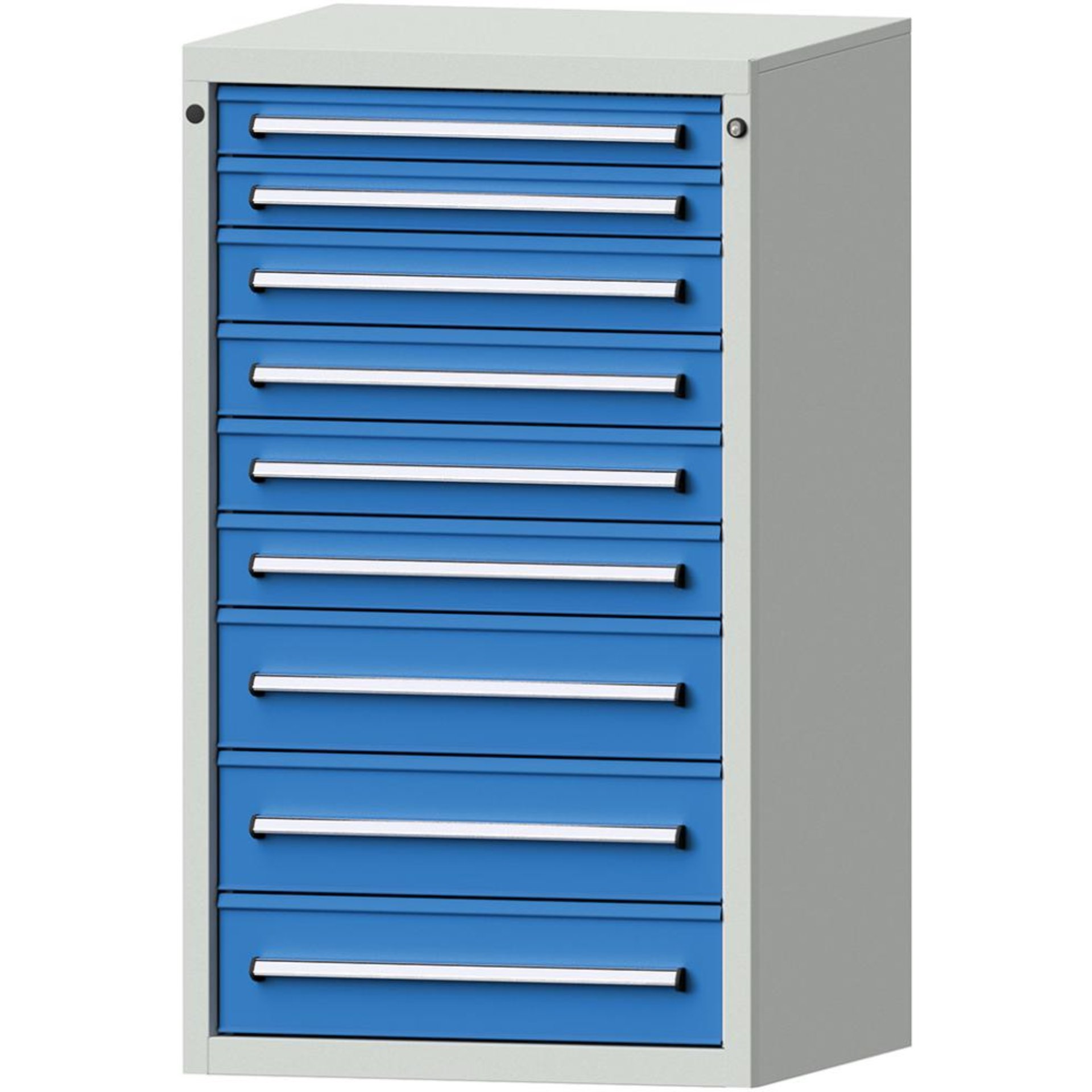 Format Schubladenschrank B760xT700xH1300mm RAL7035/5012 9 Schubladen 75kg