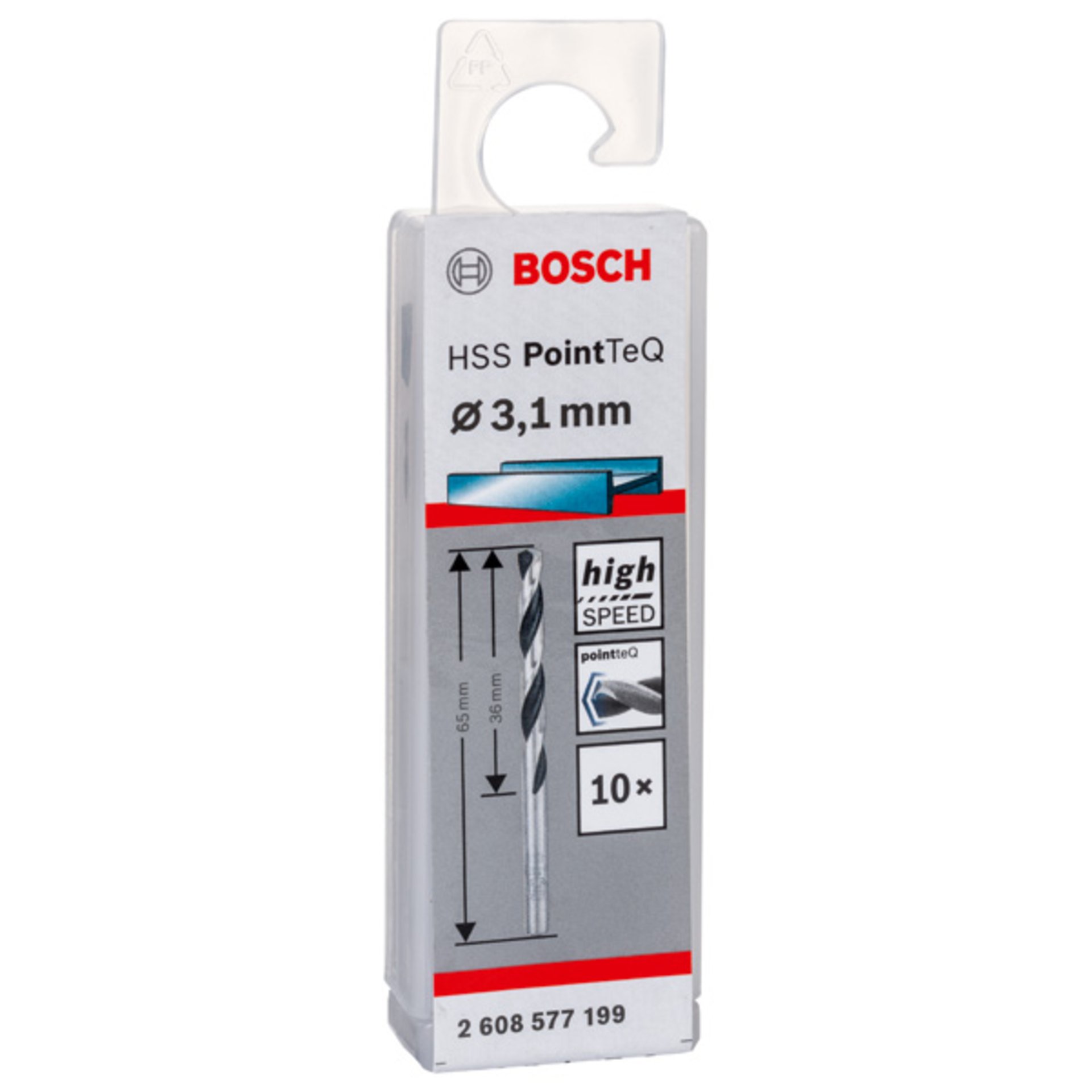 Metallspiralbohrer HSS PointTeQ, DIN 338, 3,1 mm, 10er-Pack