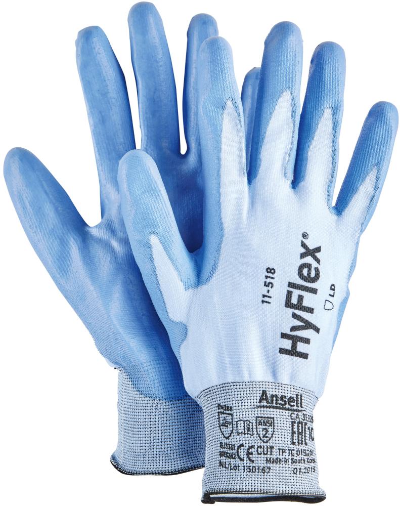 Ansell   Chemikalien Schutzhandschuh HyFlex 11-518 Kat. II blau Größe 9