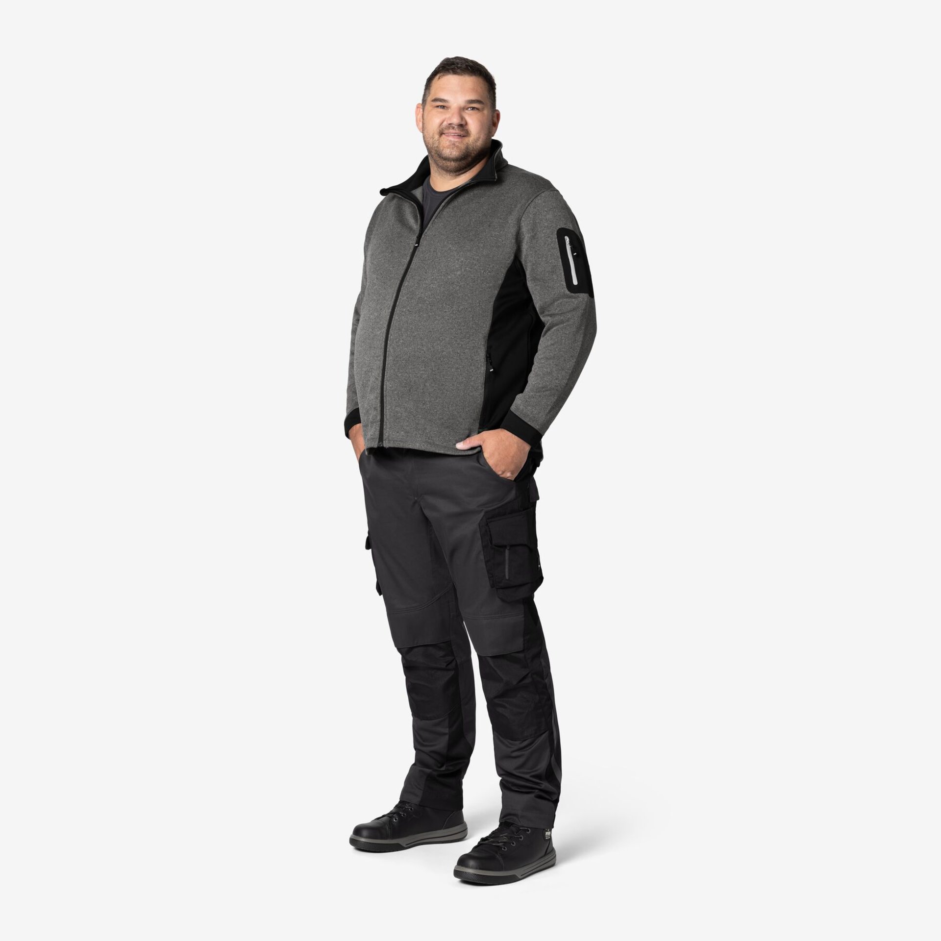 CHRISTOPH Strick-Fleece-Jacke Herren anthrazit-schwarz 2XL