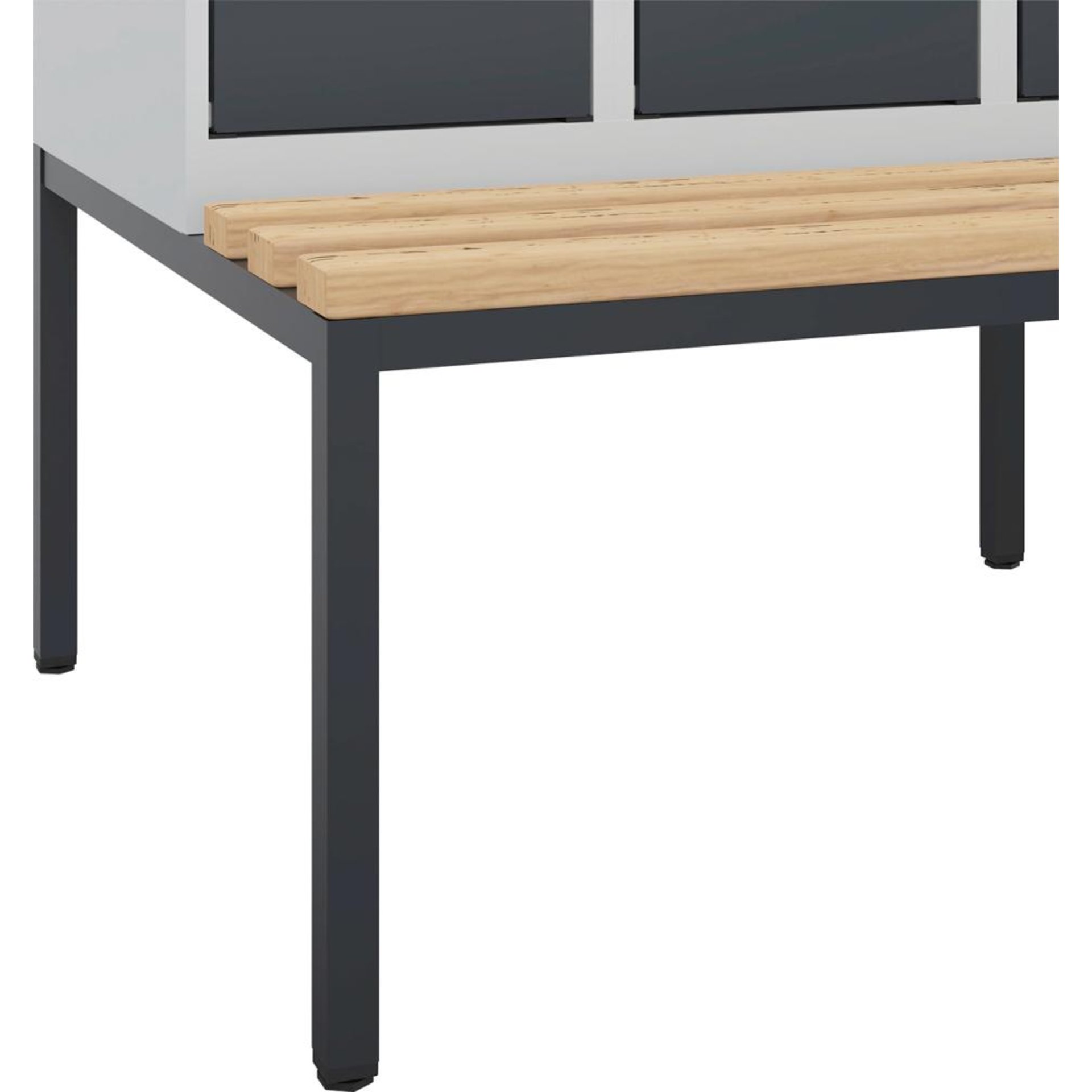 Doppelst. Schrank EVOLO mit untergeb. Sitzbank RAL7035/7016, 1x2Abteile B300xT500xH2120mm