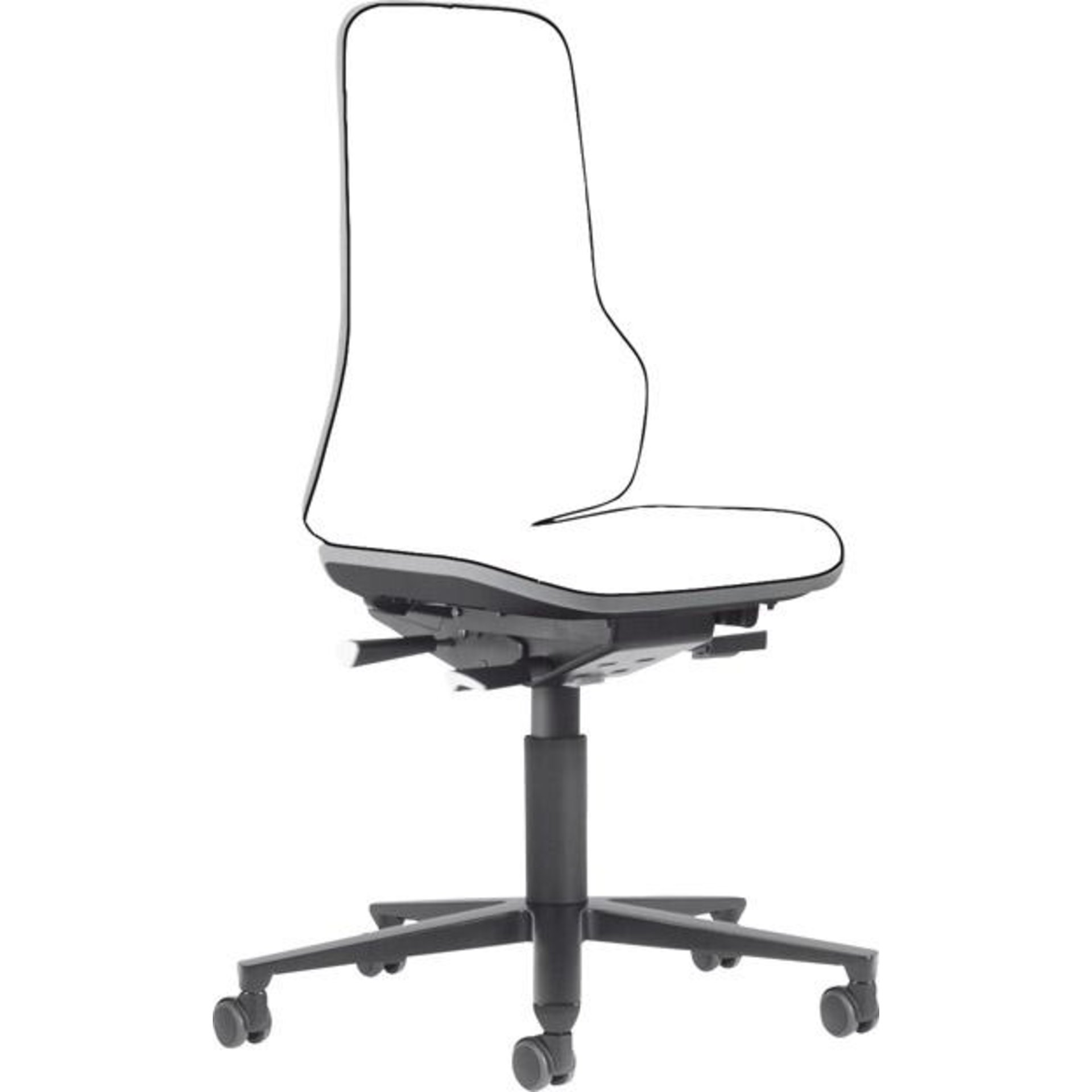 Bimos Arbeitsstuhl grau,ohne Polster Sitzhöhe 450-620 mm mit Rollen