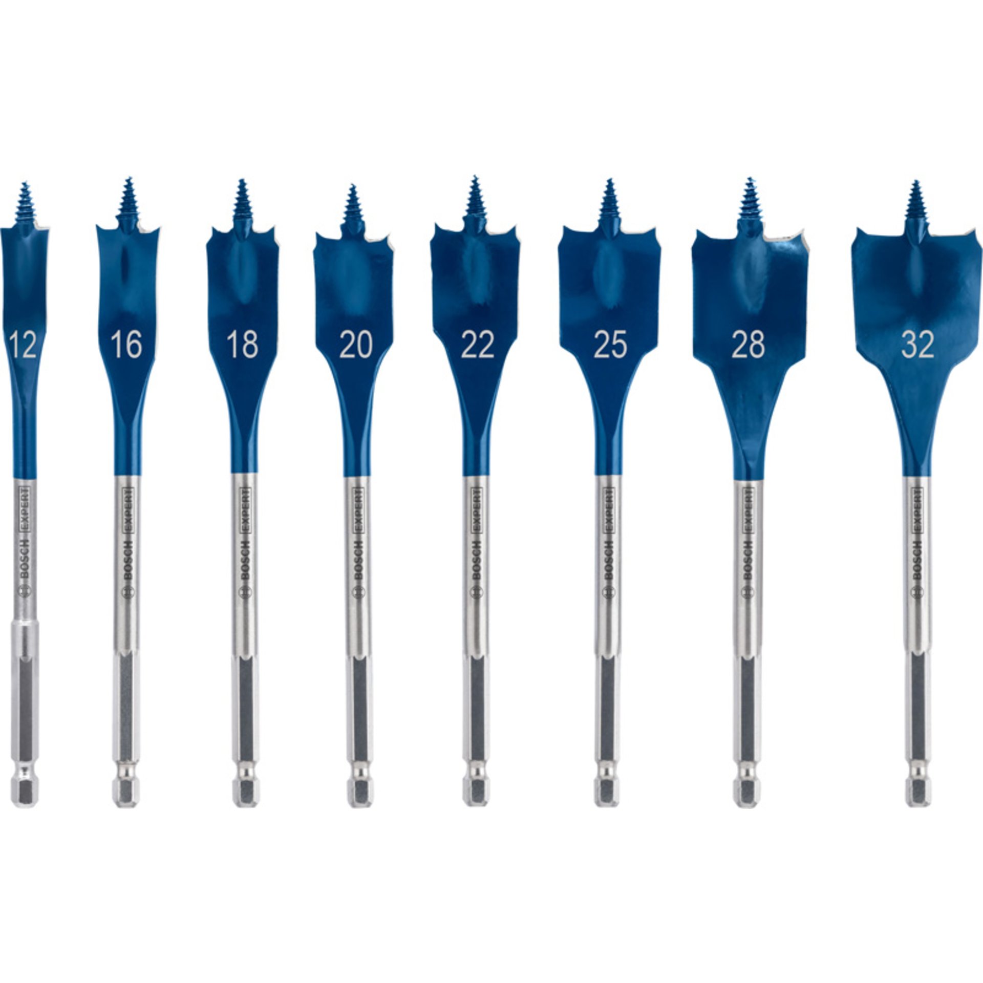 EXPERT Self Cut Speed Flachfräsbohrer-Set, 12/16/18/20/22/25/28/32 mm, 8-tlg.