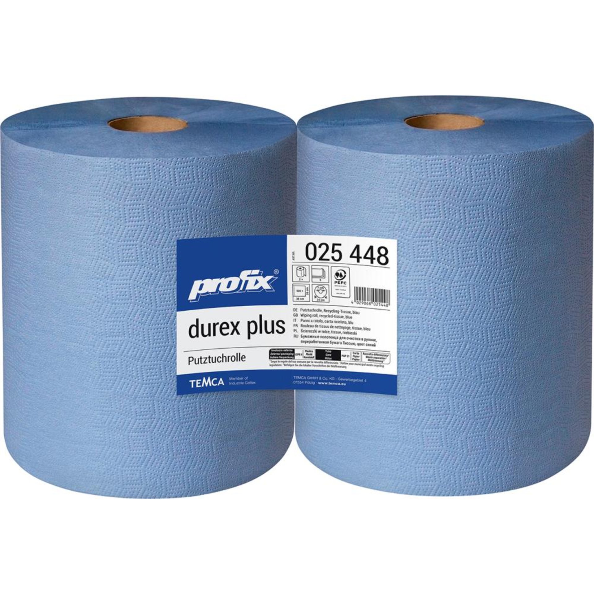 Profix durex plus, Putztuchrolle 38x36cm 500 Blatt, blau, 3-lagig