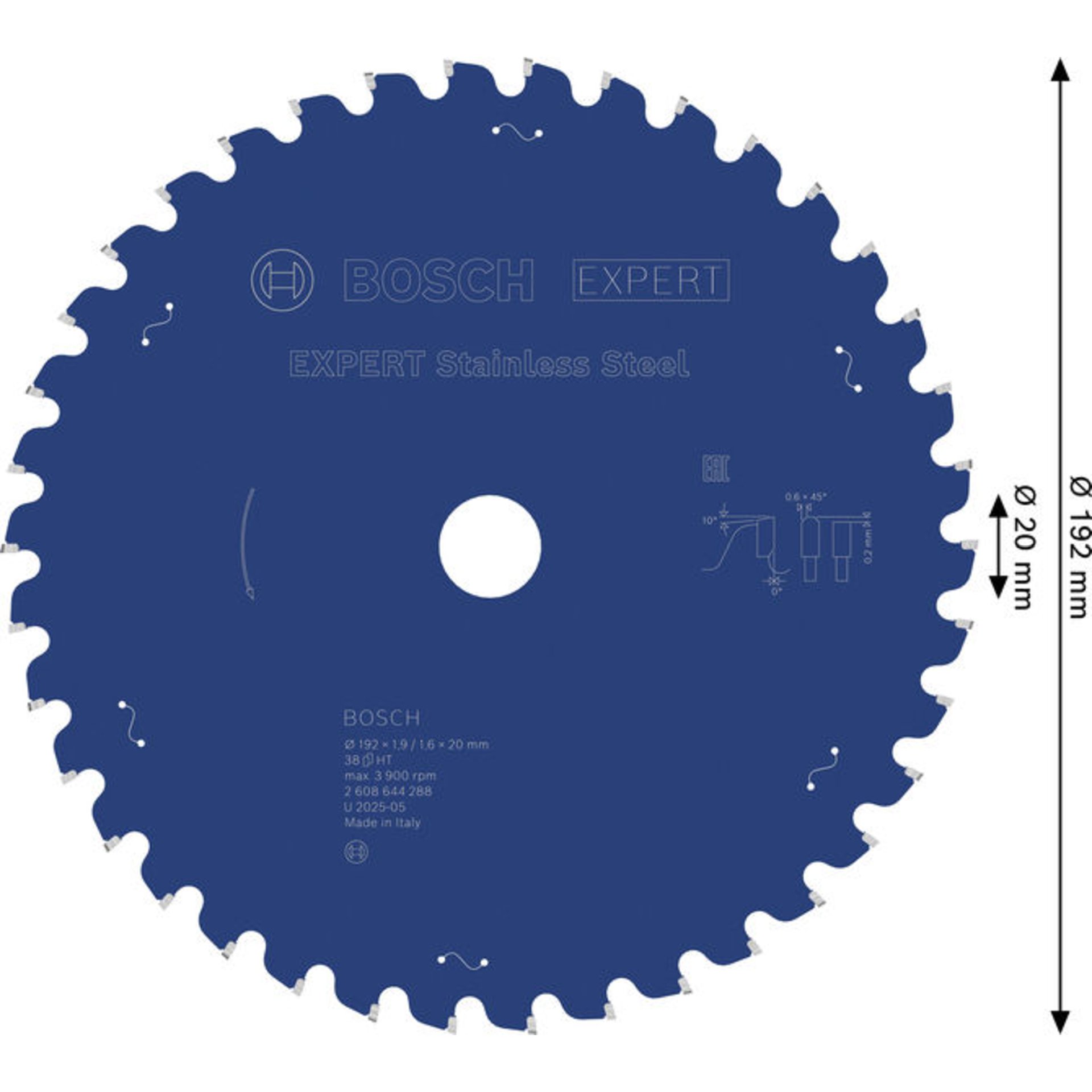 EXPERT Stainless Steel Kreissägeblatt, 192 x 1,9/1,6 x 20 mm, Z38