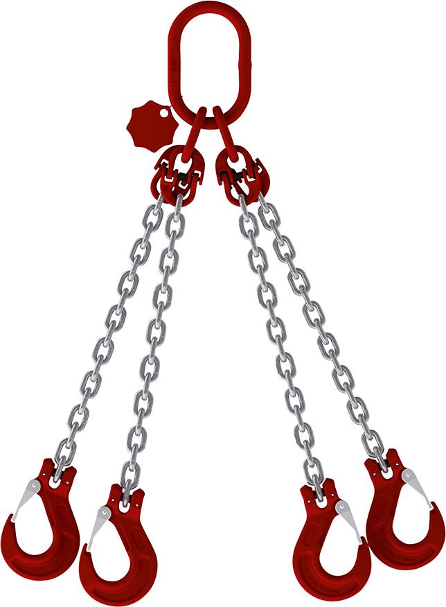 Kettengehänge verz 4-str L 2 m Tragkraft 45-60° 3t Kettengehänge verz 4-str L 2 m Tragkraft 45-60° 3t