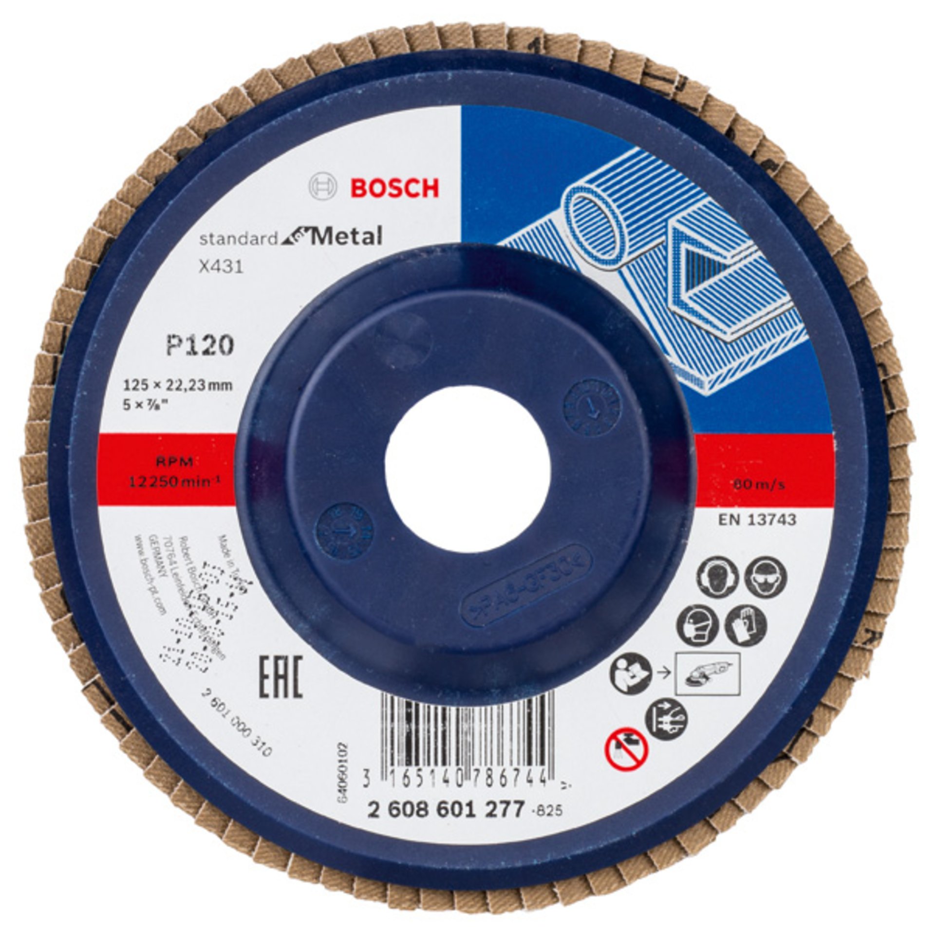 Fächerschleifscheibe X431 Standard for Metal, gerade, 125 mm, 120, Kunststoff