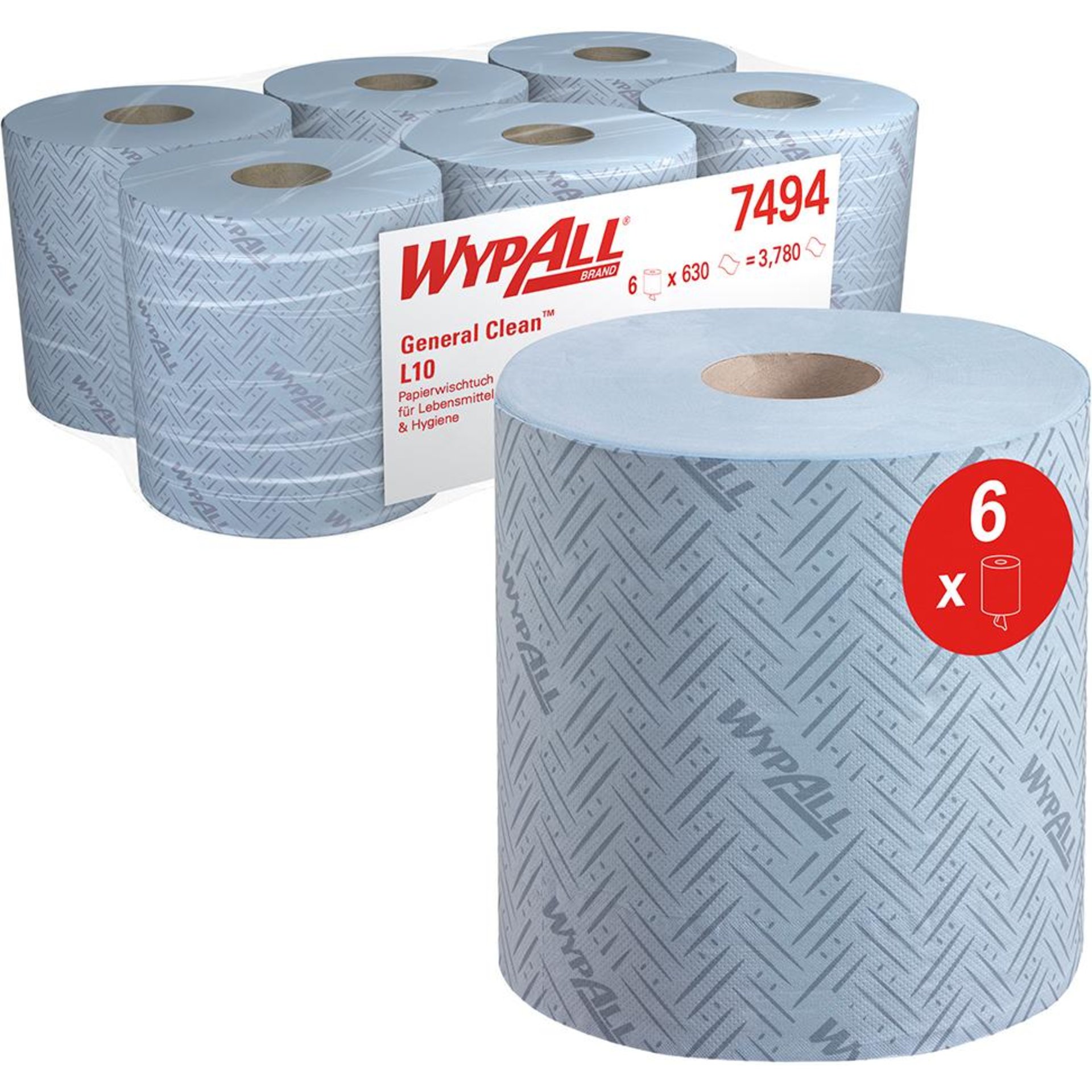 WypAll L10 Papierwischtu.für Roll Control Spender 18,5 x 38 cm blau