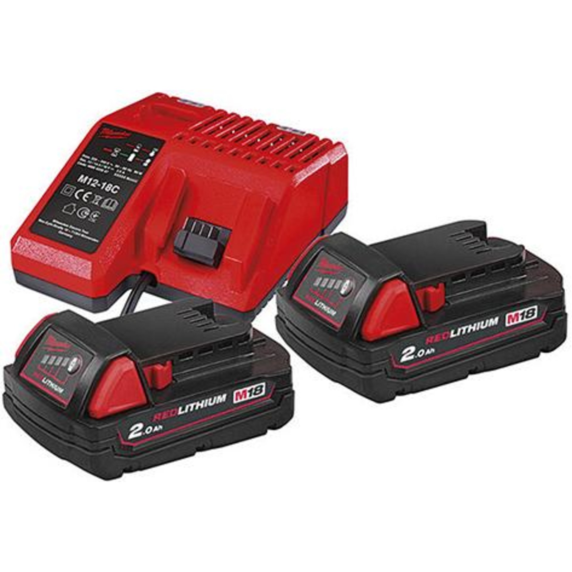 Akku-Starter-Set M18NRG-202 Milwaukee 2x18,0 V 2,0 Ah Ladegerät M12-18FC Karton