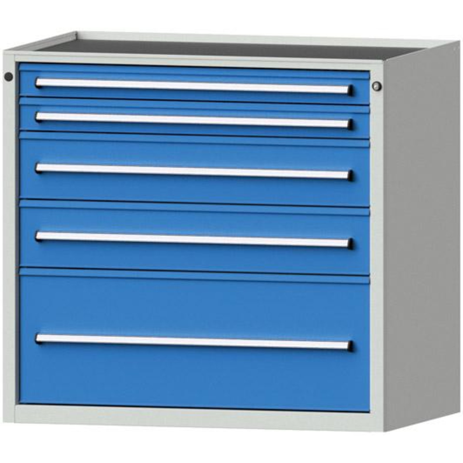 Anke Schubladenschrank B1060xT700xH980mm RAL 7035/5012 5 Schubladen
