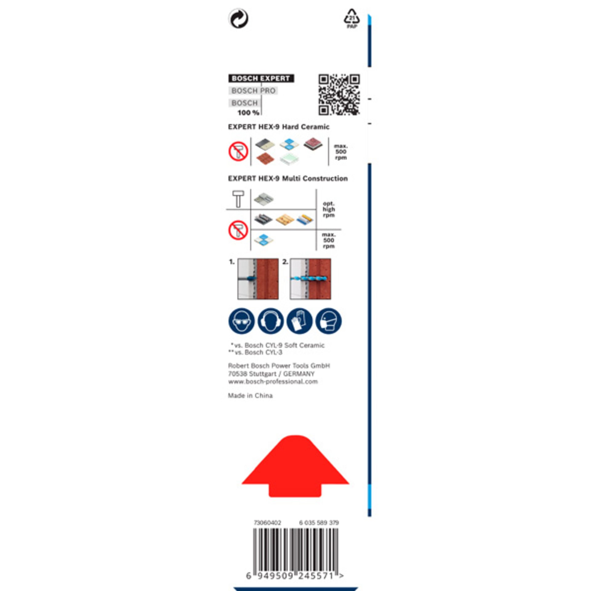 EXPERT HEX-9 Hard Ceramic und HEX-9 Multi Construction Bohrer-Set, 6 mm, 2-tlg.