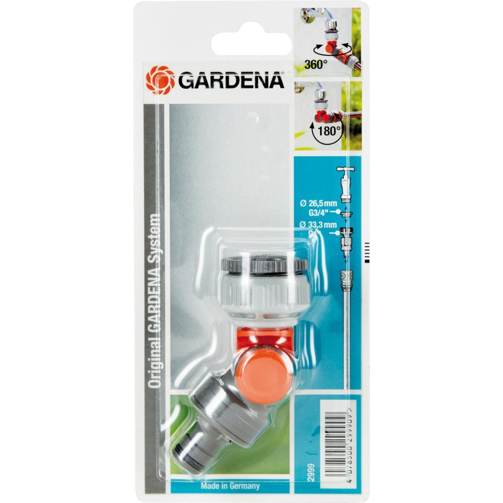 SB-Winkelhahnstück für (G3/4)-Wasserh. (G1)-Gew.Gardena