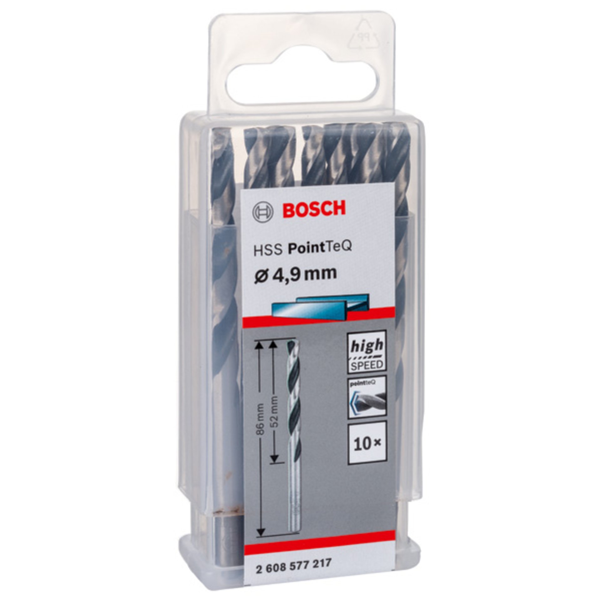 Metallspiralbohrer HSS PointTeQ, DIN 338, 4,9 mm, 10er-Pack