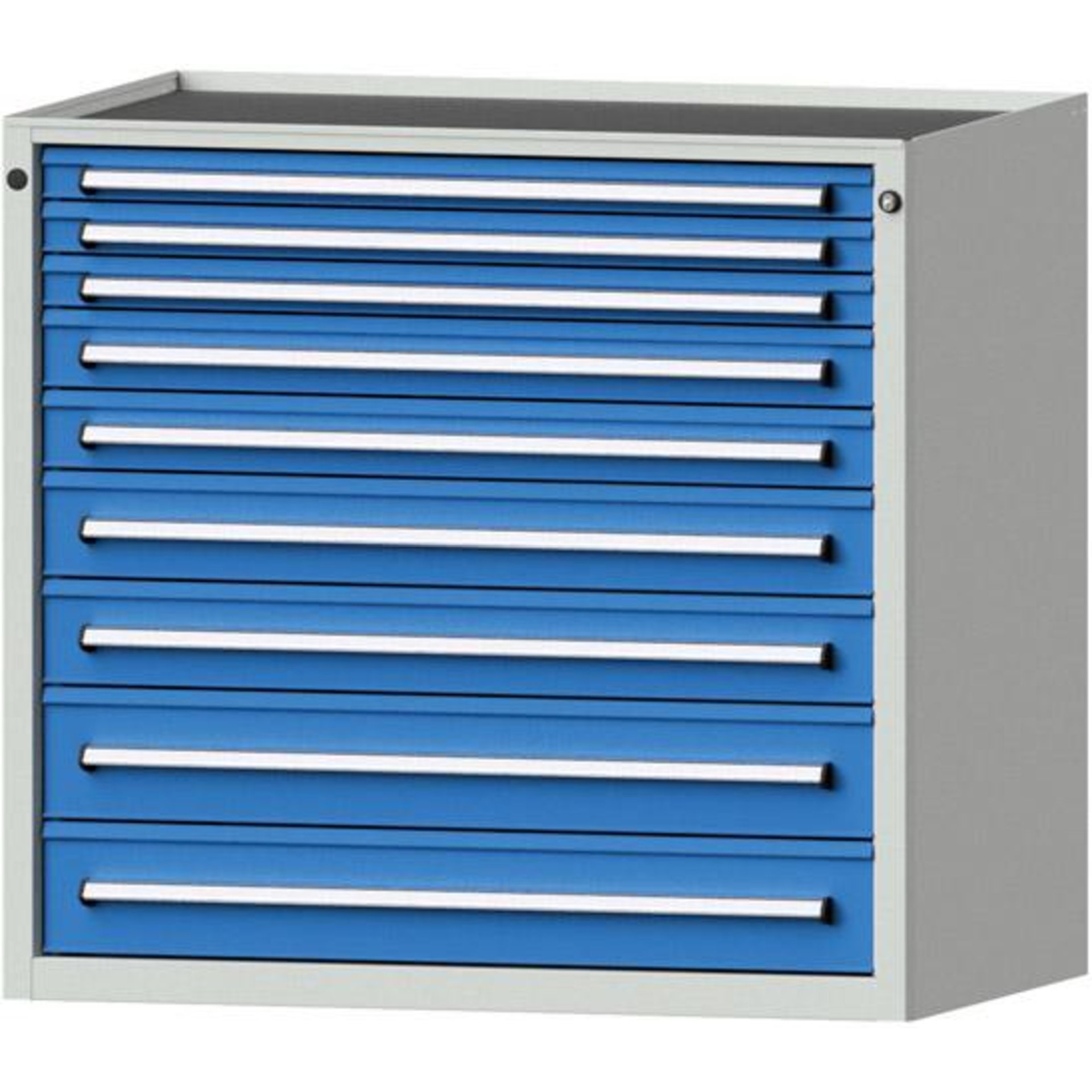 Anke Schubladenschrank B1060xT700xH980mm RAL 7035/5012 9 Schubladen