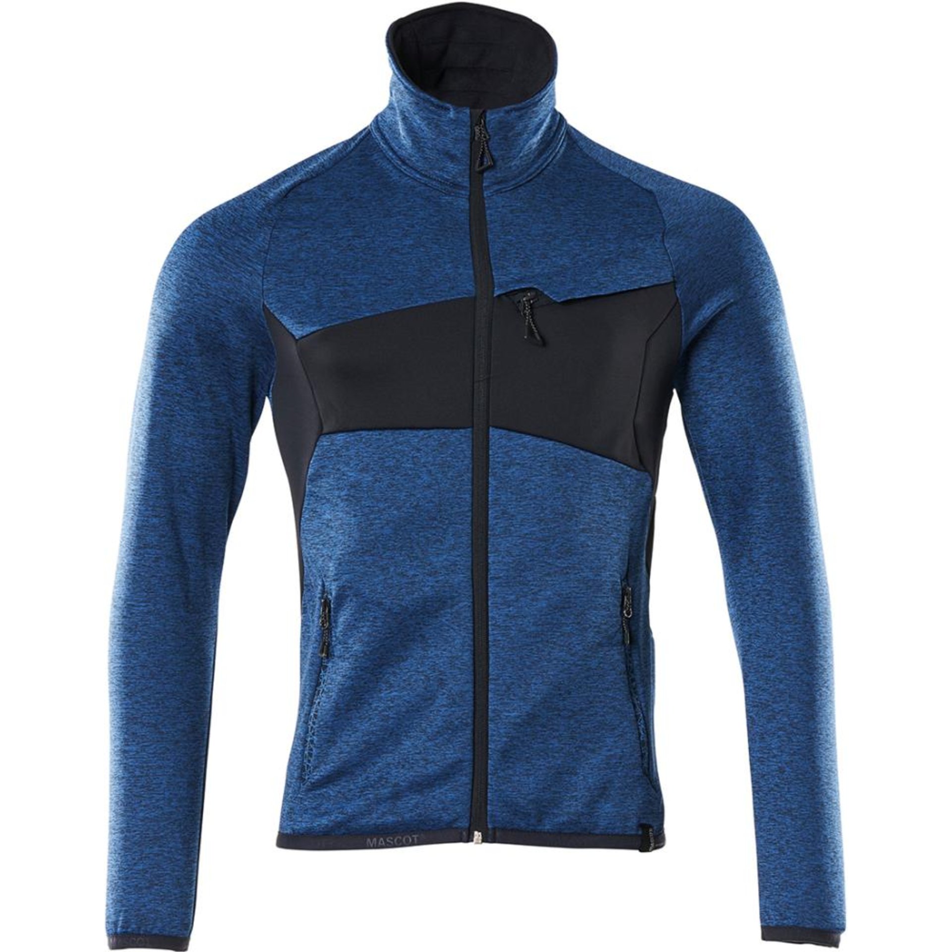Fleecejacke mit Reißverschluß 18103, azurblau/schwarzblau, Gr.S