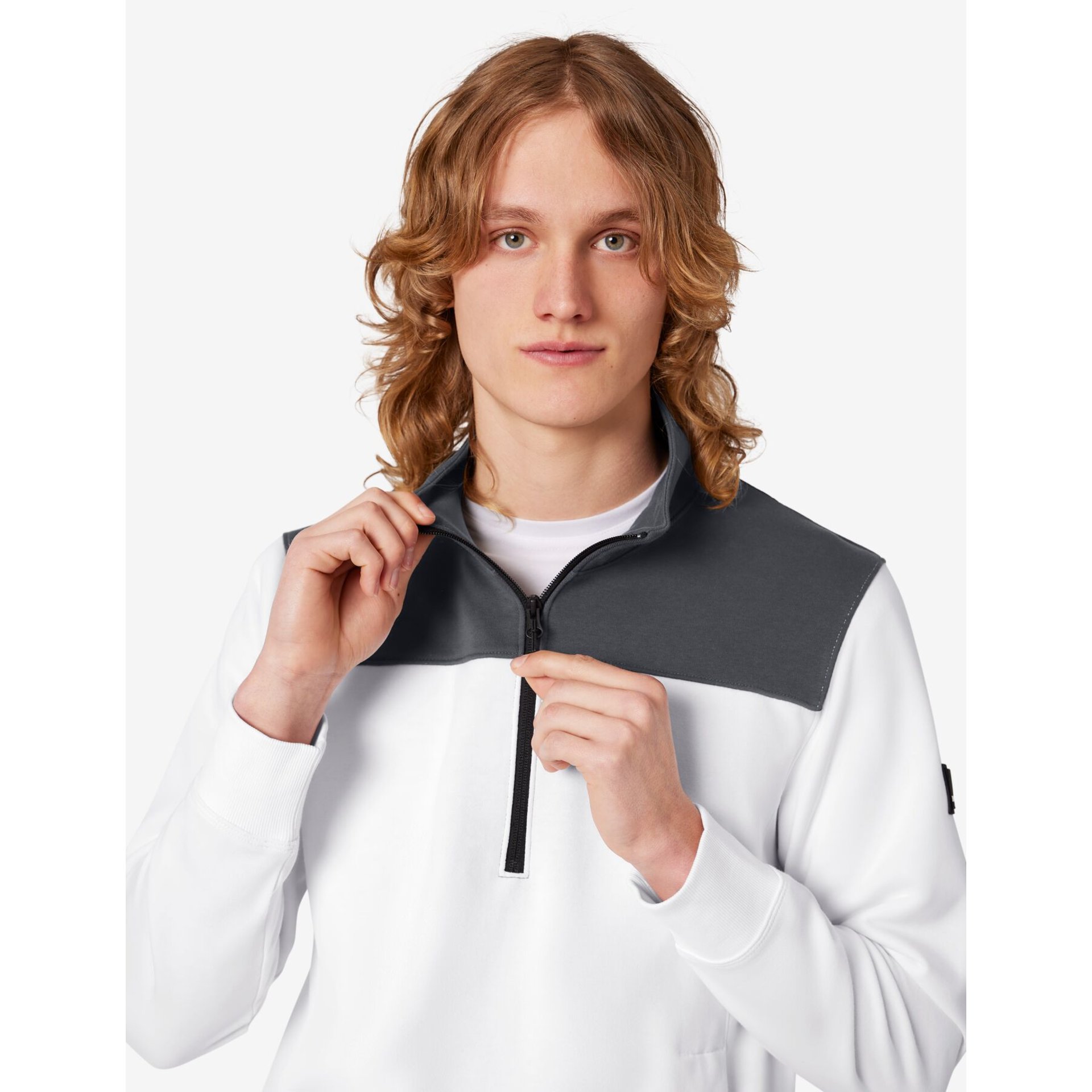 ROB Zip-Sweatshirt unisex weiß-anthrazit L