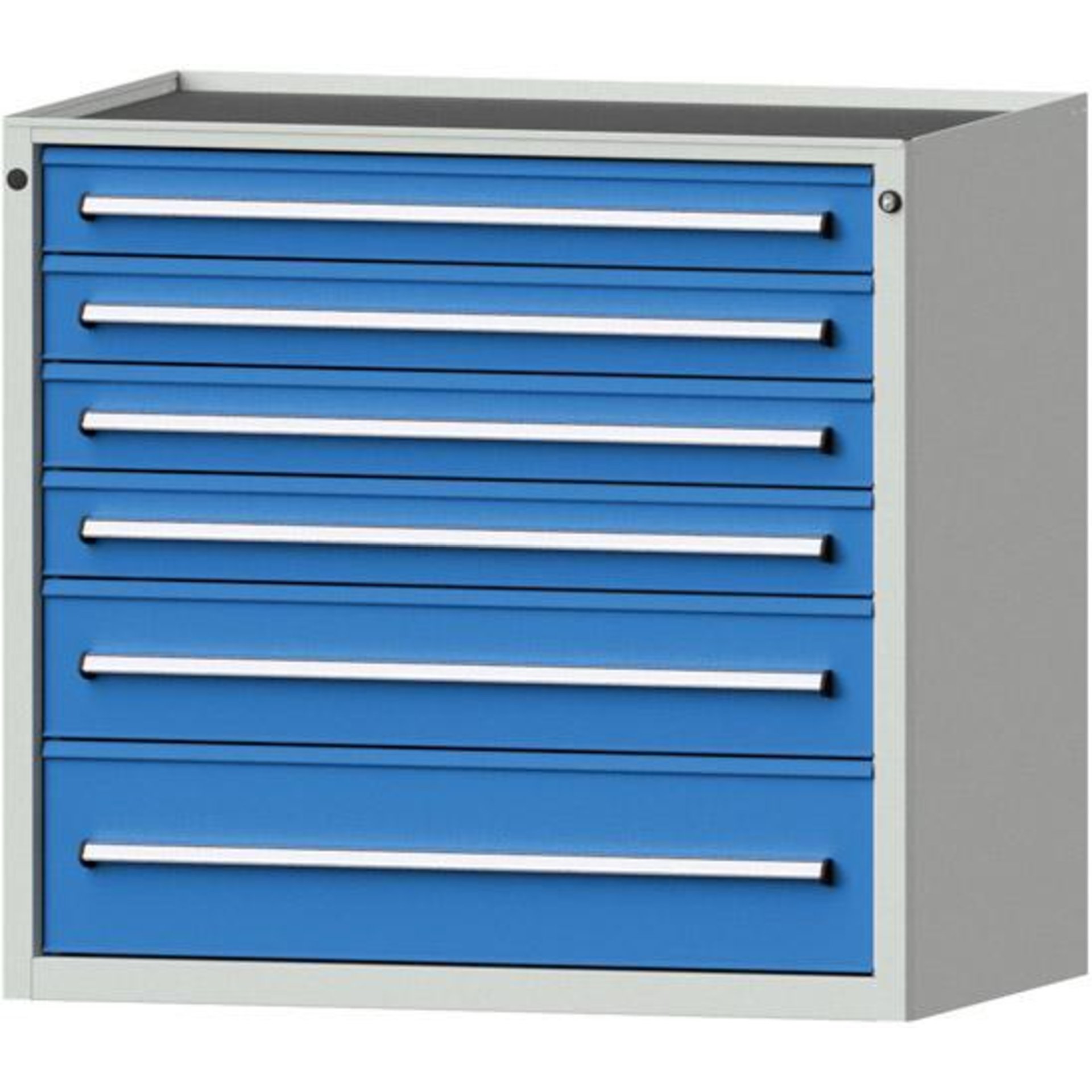 Anke Schubladenschrank B1060xT700xH980mm RAL 7035/5012 6 Schubladen