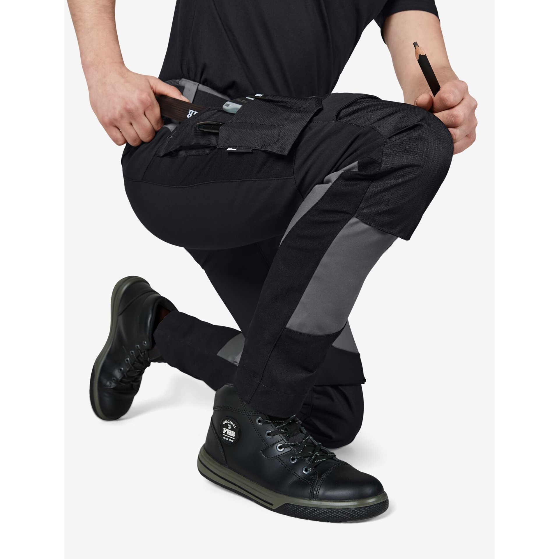 LEO Arbeitshose elastisch grau-schwarz 110