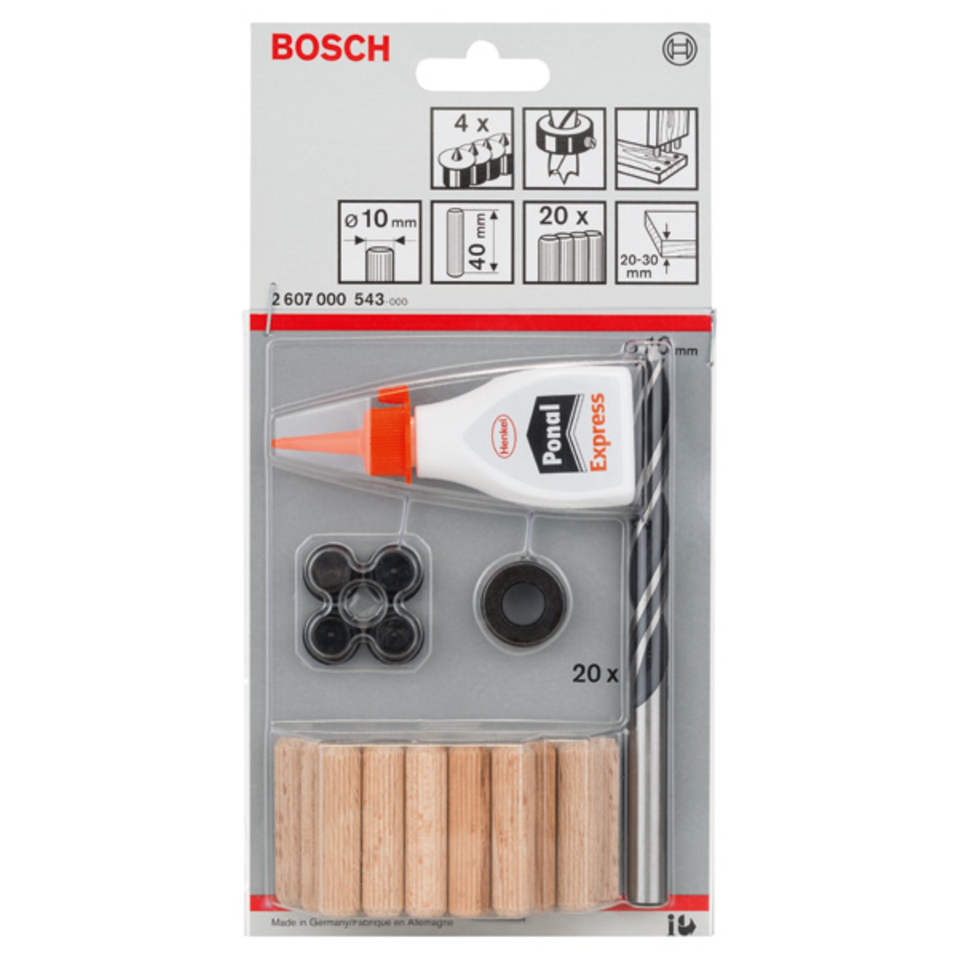 27-tlg. Holzdübel-Set, 10 mm